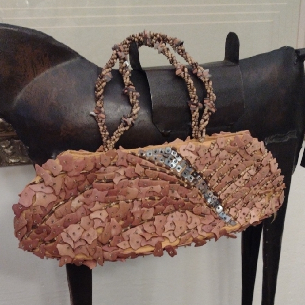 Beaded Tan Handbag